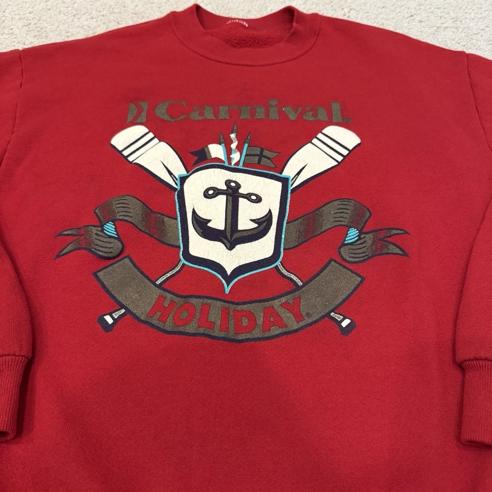 Vintage Carnival Cruise Holiday Crewneck Pullover Sweatshirt Red Women's Size S - Picture 2 of 4